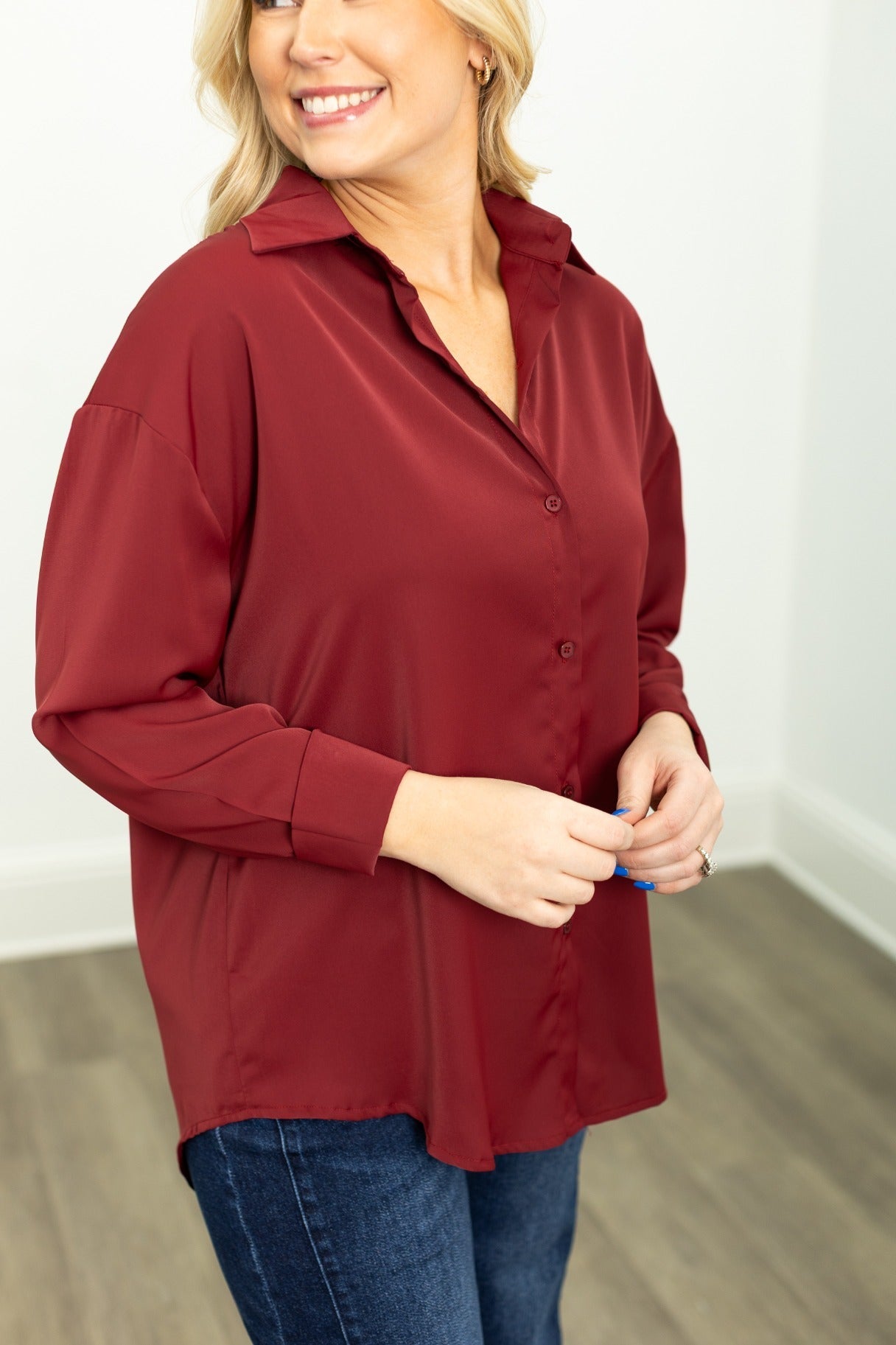 Grace & Emma The Kathryn Button-Up, Maroon