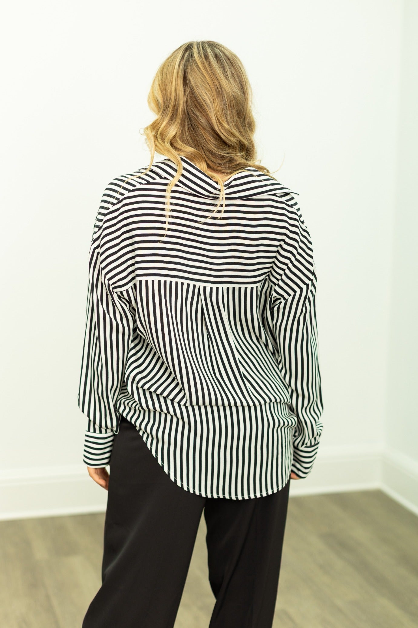 Grace & Emma Kathryn Classic Button-Up, Black Stripes