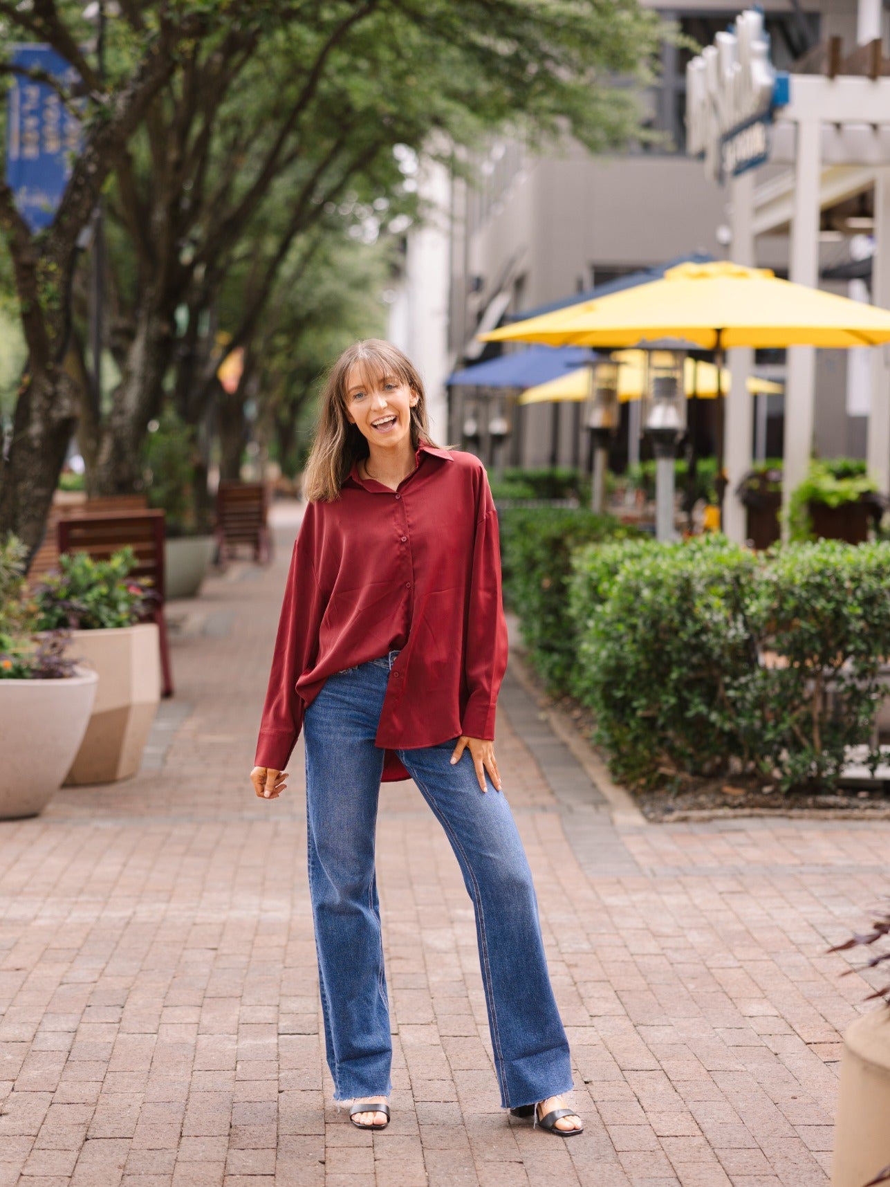 Grace & Emma The Kathryn Button-Up, Maroon