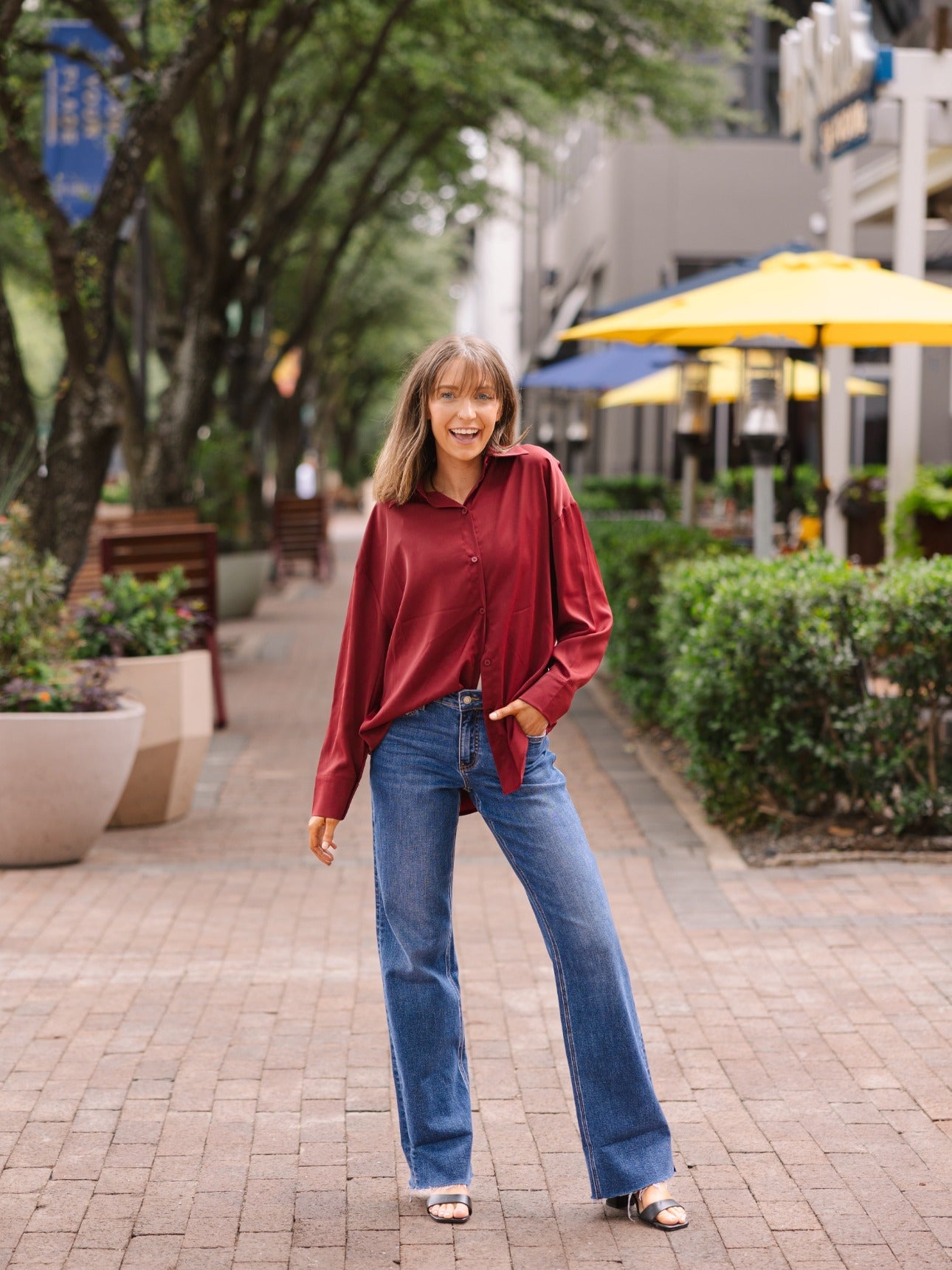 Grace & Emma The Kathryn Button-Up, Maroon