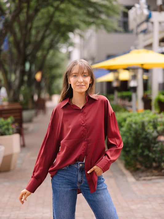 Grace & Emma The Kathryn Button-Up, Maroon