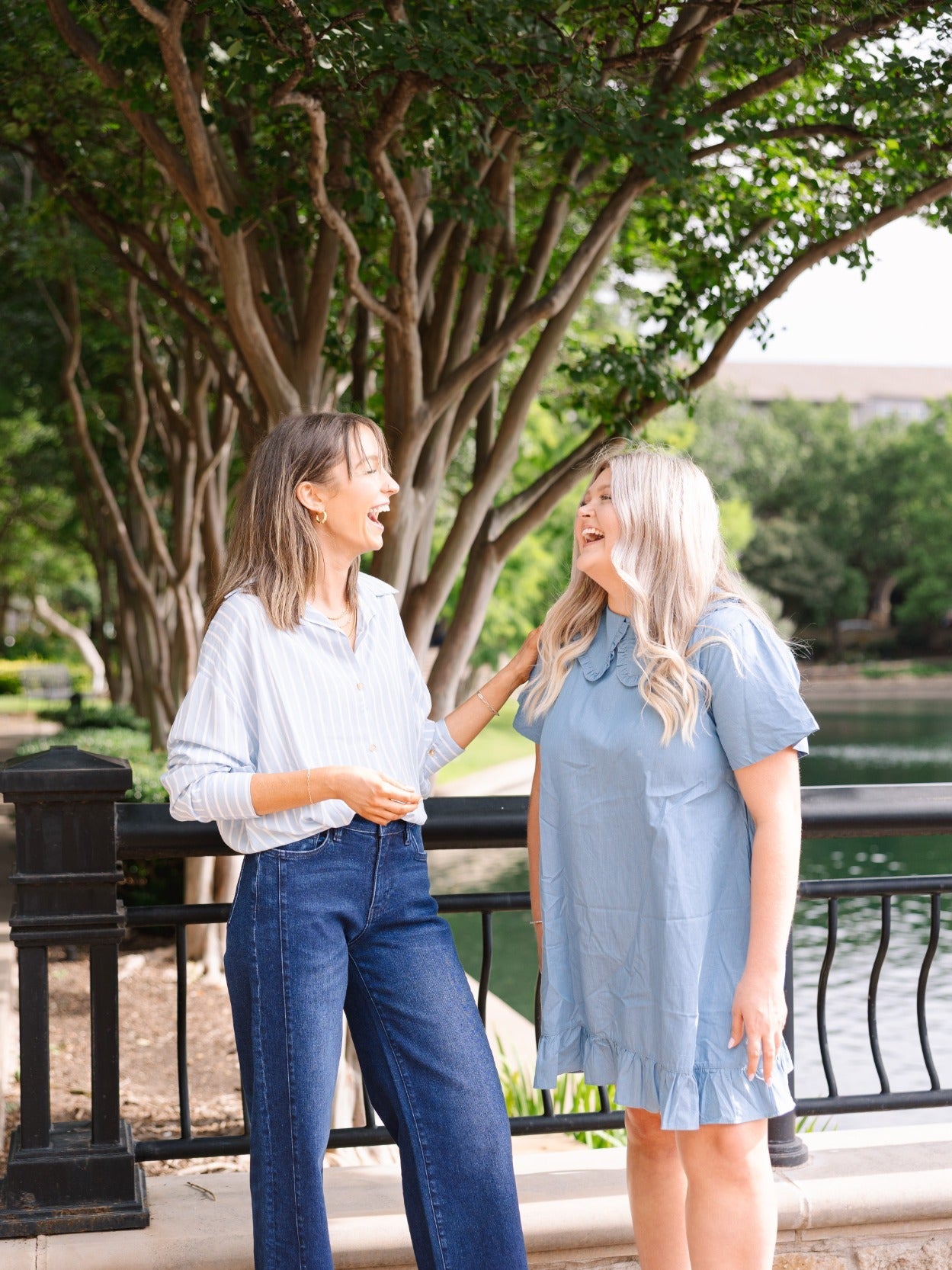 Grace & Emma Chambray Dress with Wide Collar