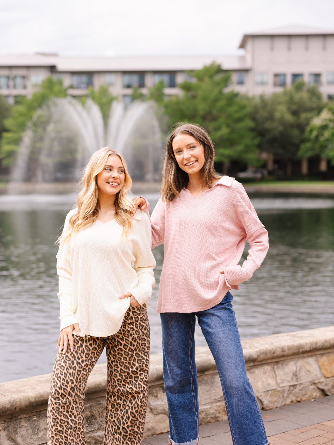 Grace & Emma Waffle Knit Top, Pink