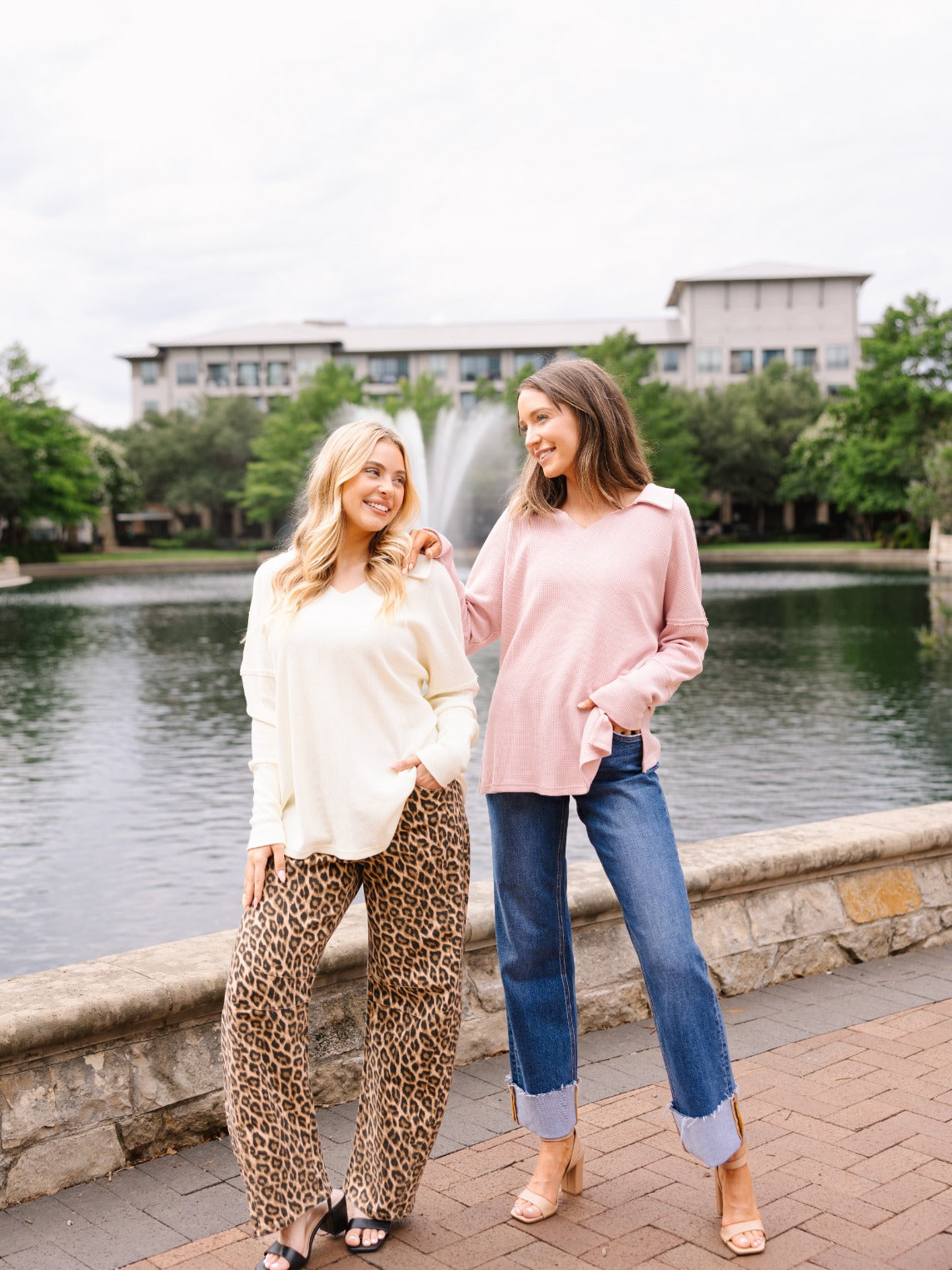 Grace & Emma Waffle Knit Top, Pink