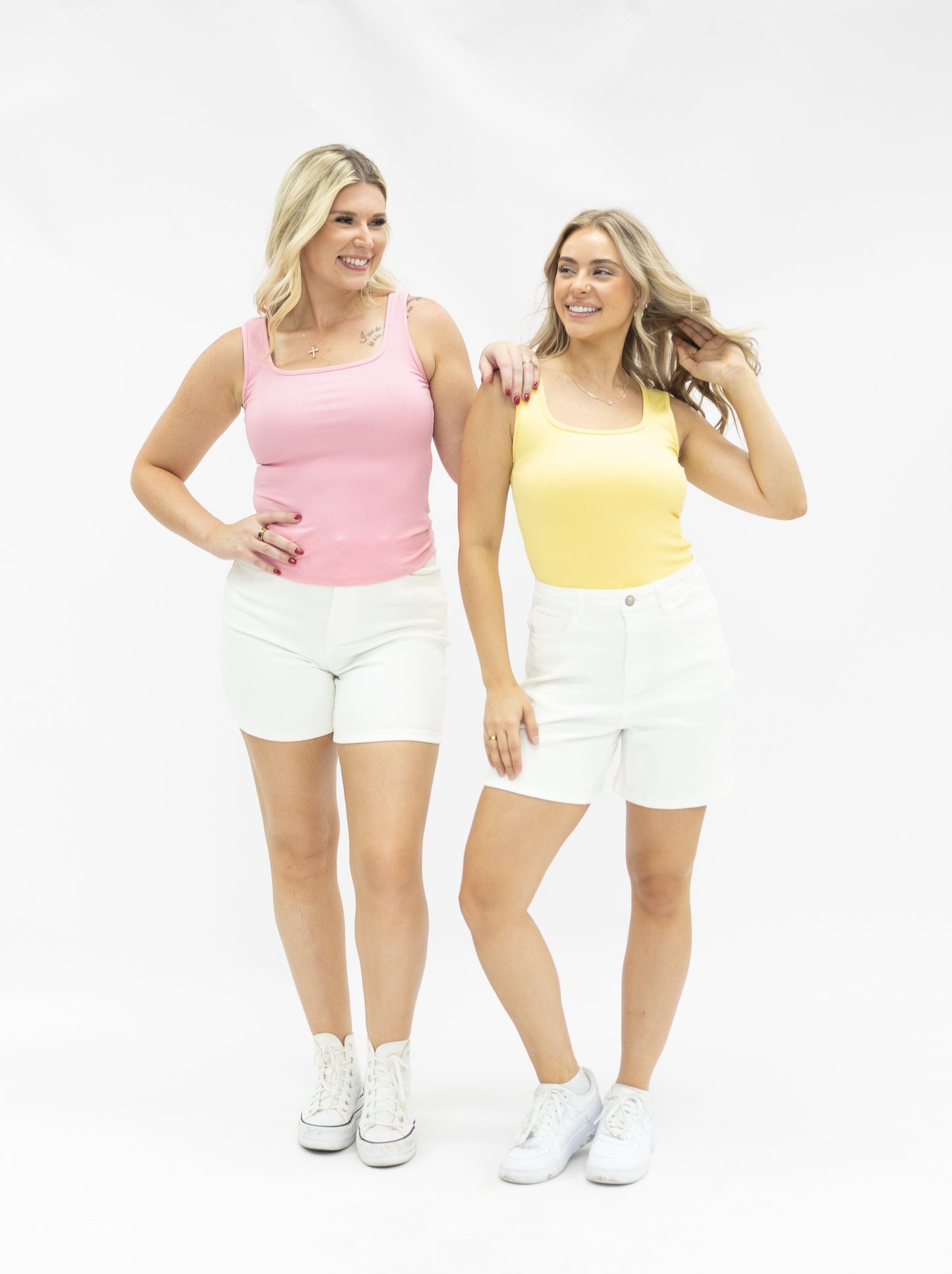 Grace & Emma Bella Square Neck Rib Knit Tank Top, Bright Yellow