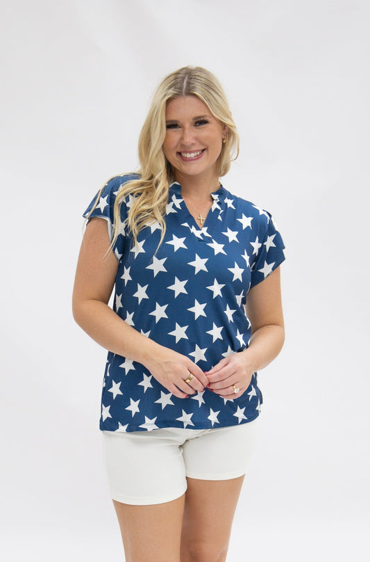 Grace & Emma The Nicole V-Neck Top, Stars