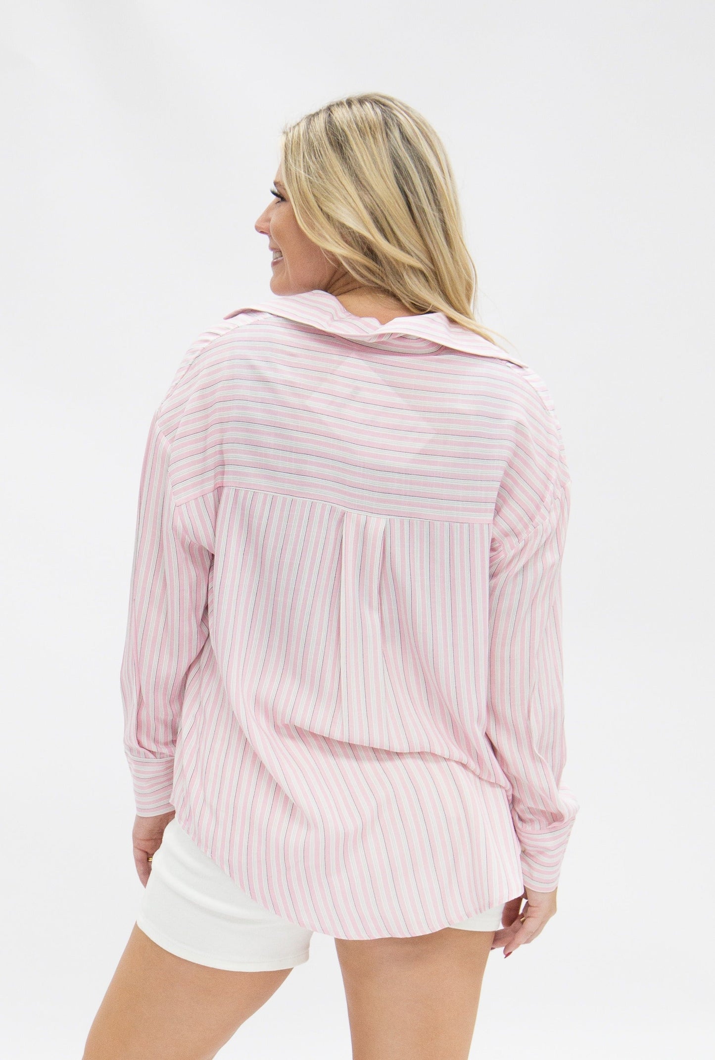 Grace & Emma The Kathryn Button-Up, Striped Pink