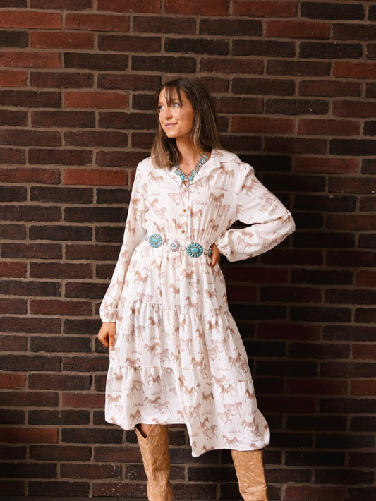 Grace + Emma Horse Print Shirt Dress
