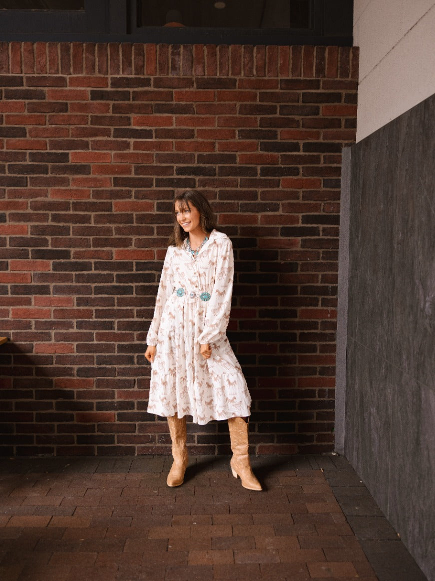 Grace + Emma Horse Print Shirt Dress