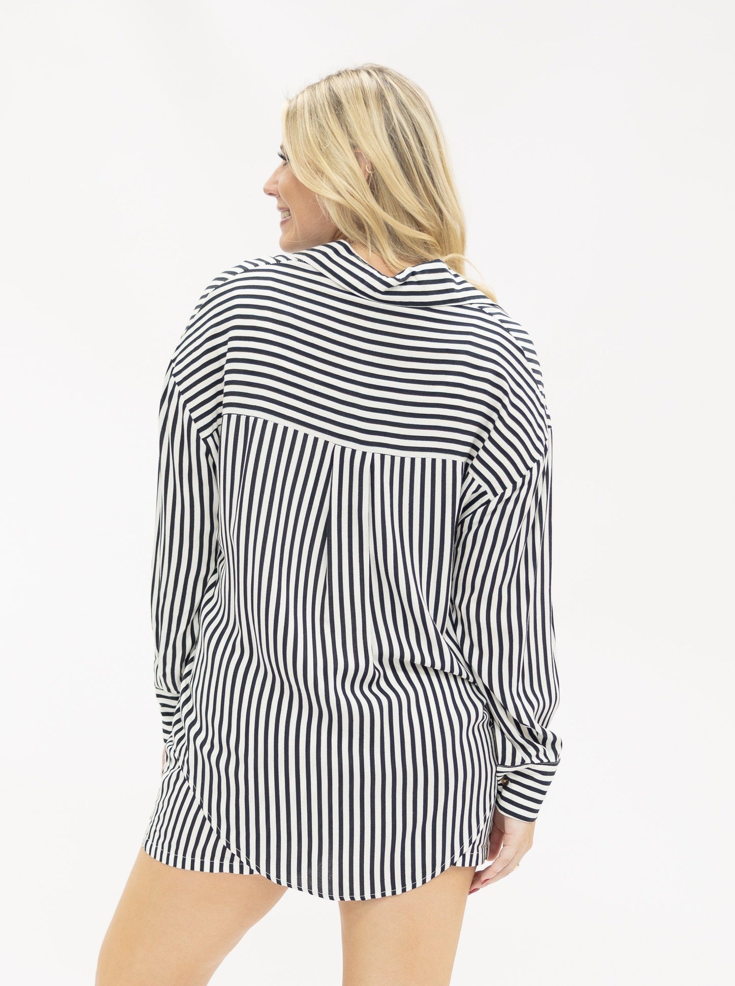 Grace & Emma Kathryn Classic Button-Up, Black Stripes