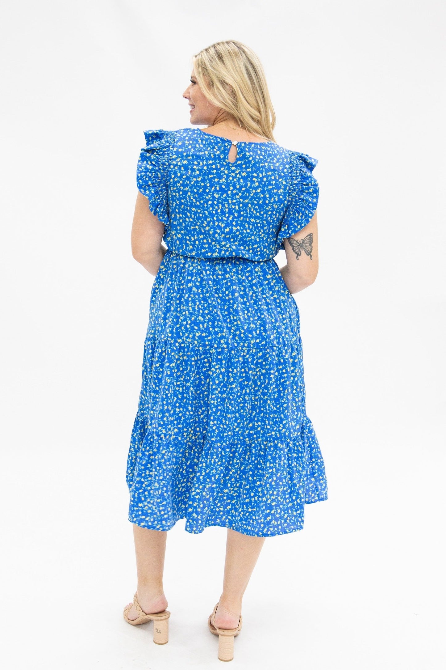 Grace & Emma Blue Floral Tiered Dress