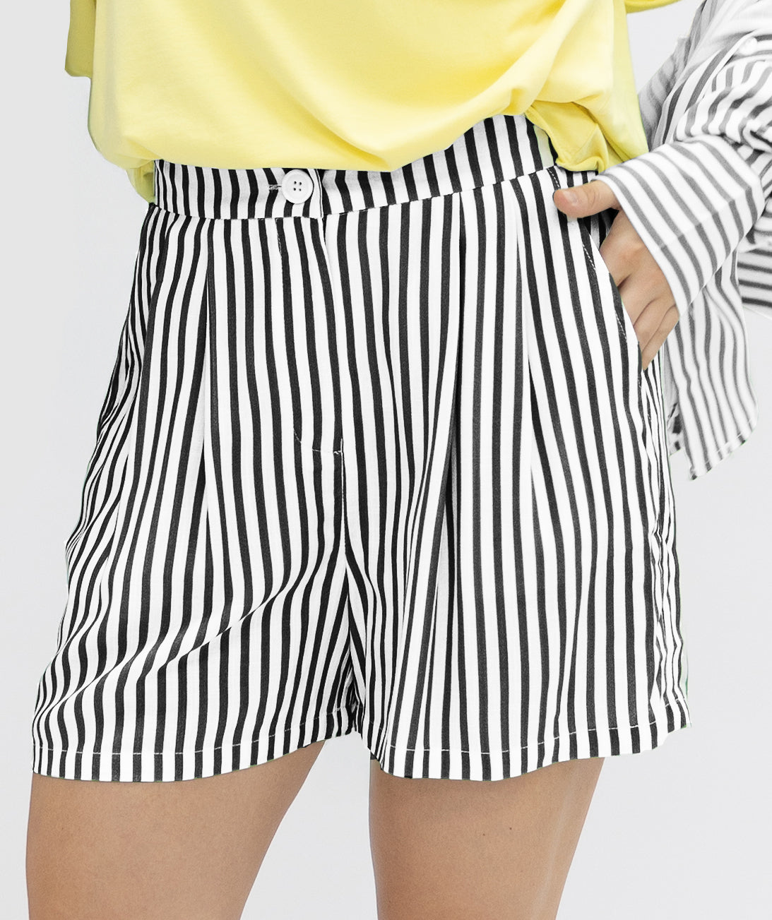 Grace & Emma Trouser Shorts, Black Stripes