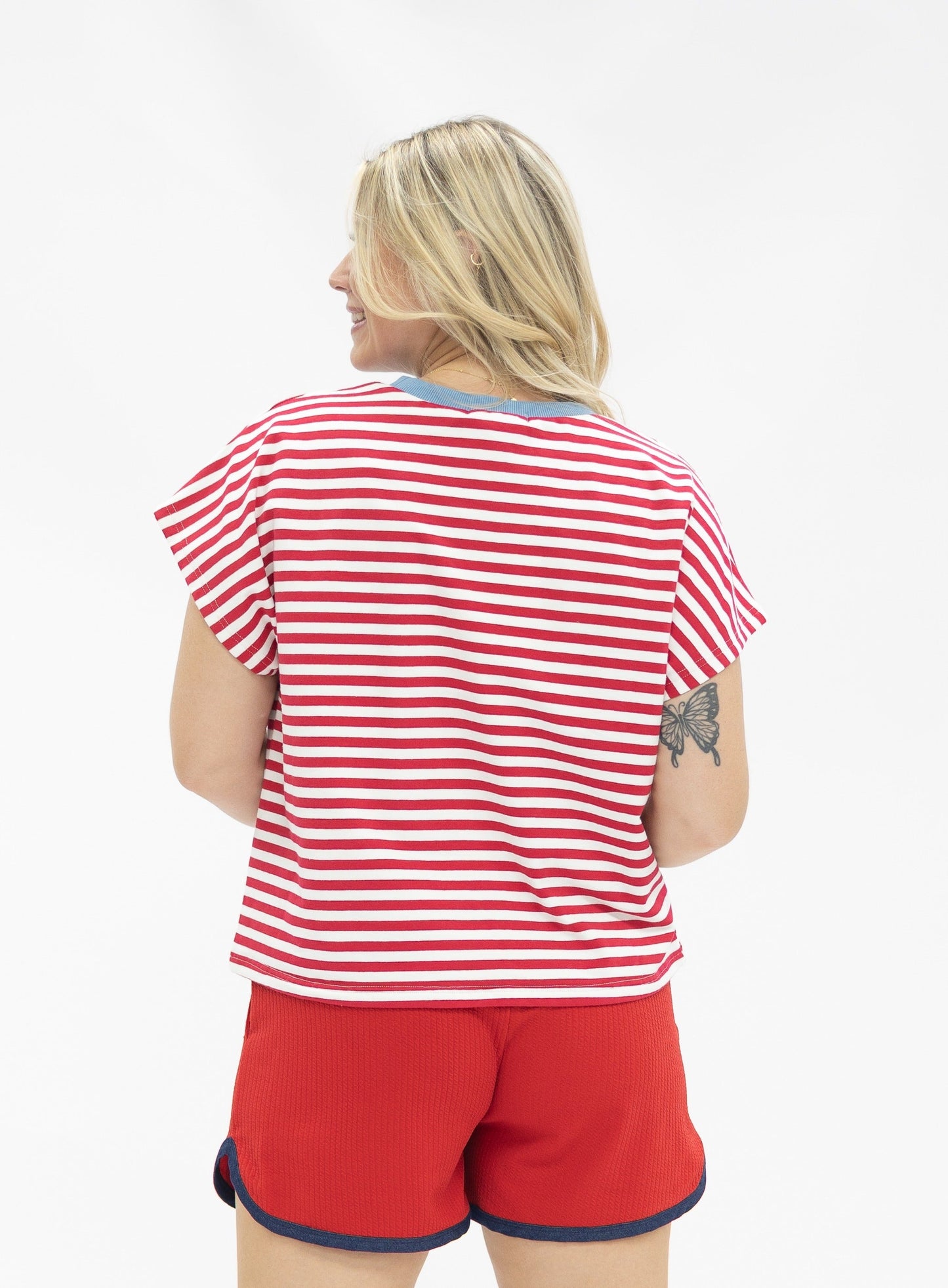 Grace & Emma 1776 on a Short Sleeve Stripe Top