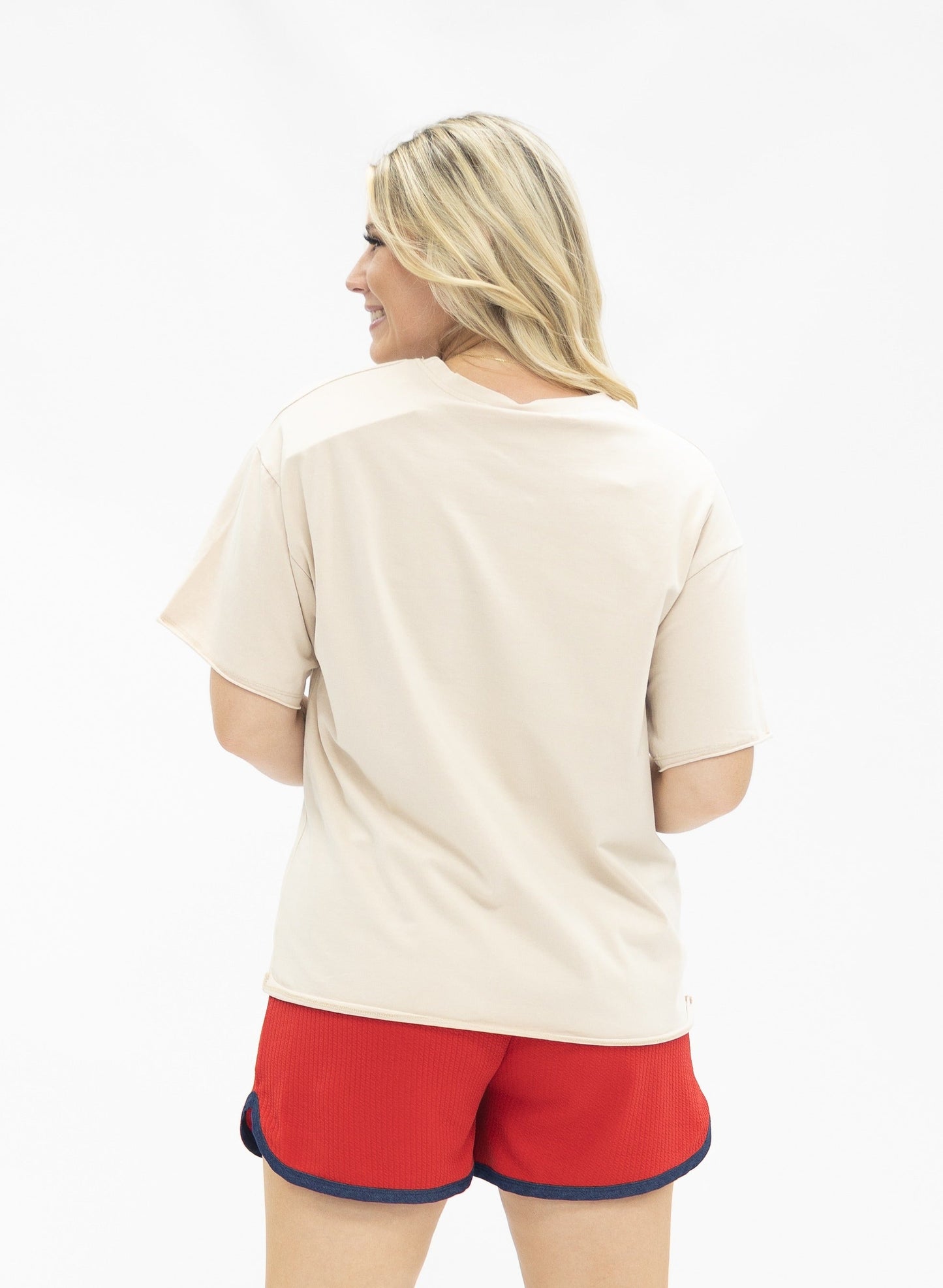 Grace & Emma USA Teddy on Beige Boxy Tee