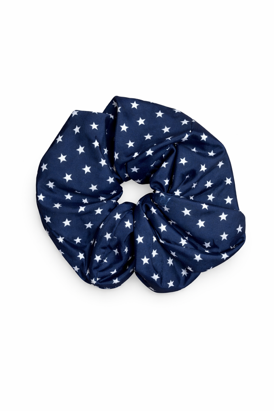 Grace & Emma Blue Stars Satin Oversized Scrunchie