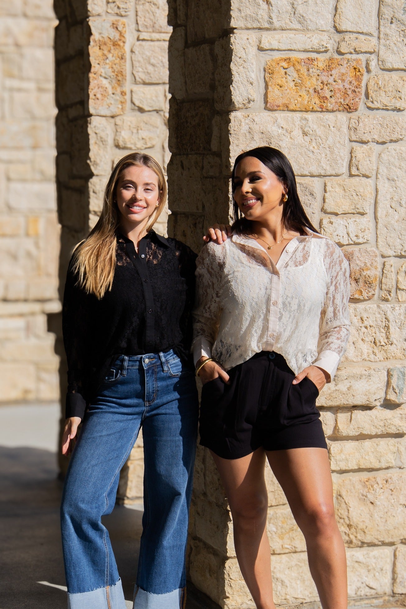Grace & Emma Kathryn Classic Button-Up, Black Lace