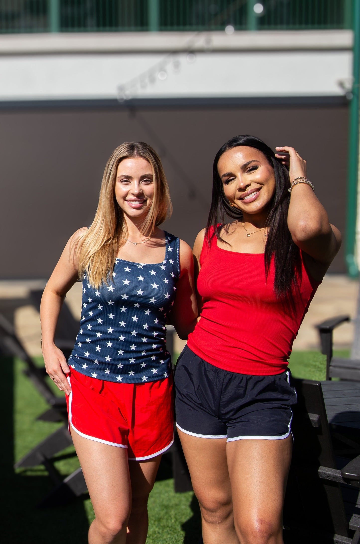 Grace & Emma Bella Square Neck Rib Knit Tank Top, Navy Stars