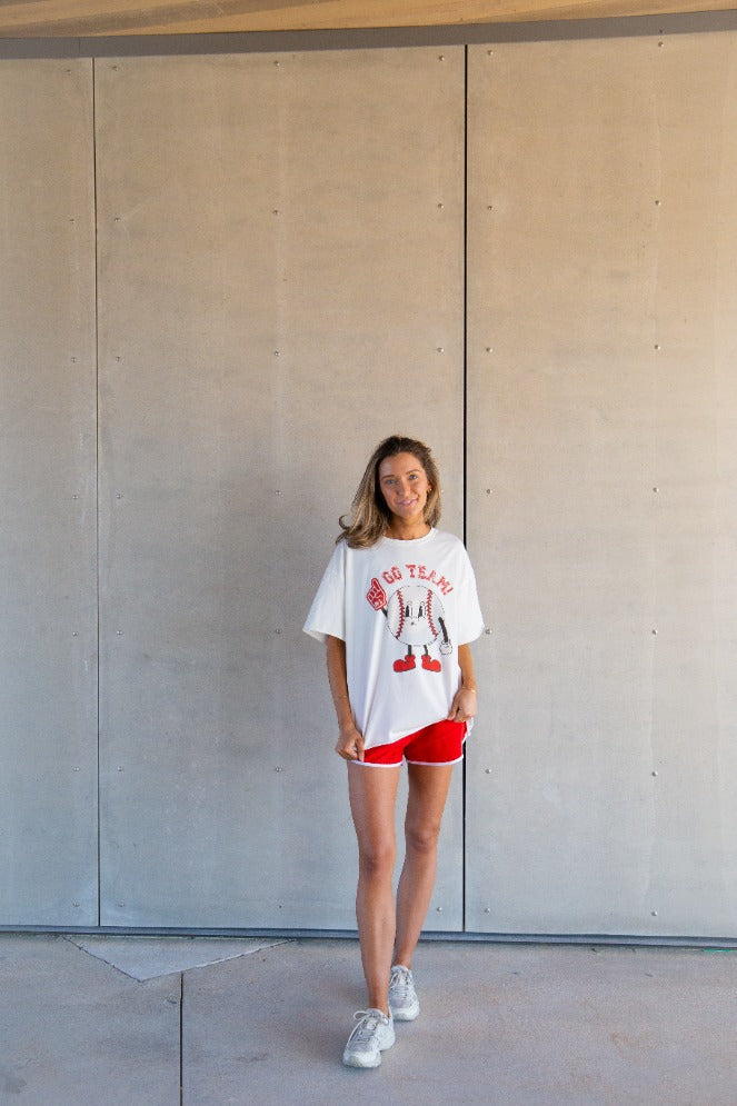 Grace and Emma Go Team on White Boxy Tee