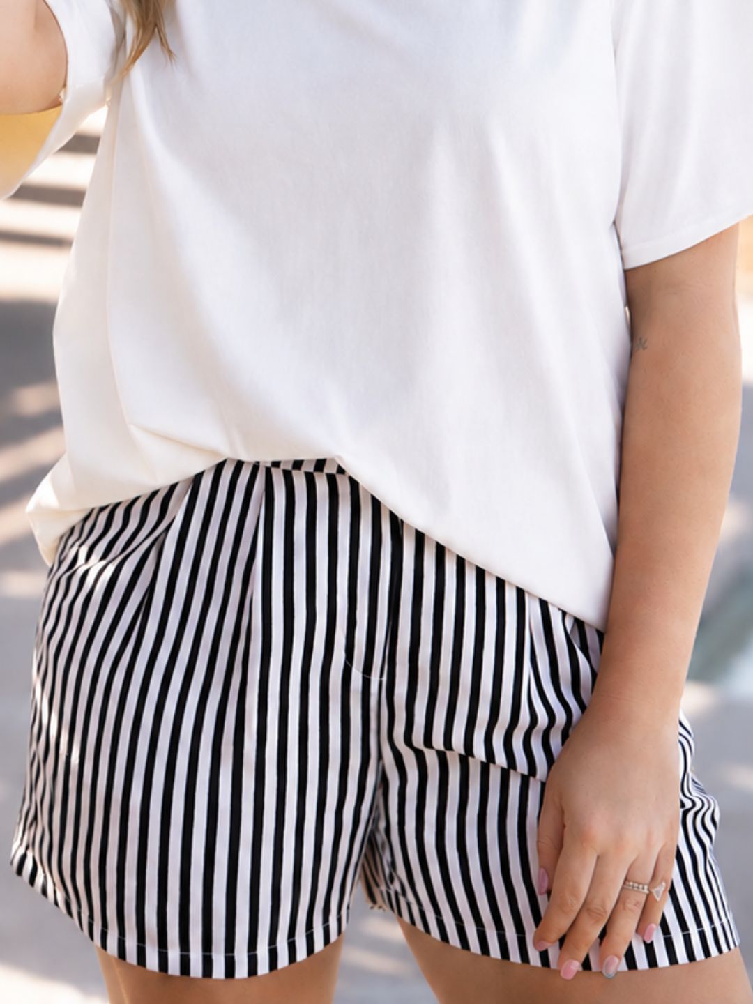 Grace & Emma Trouser Shorts, Black Stripes