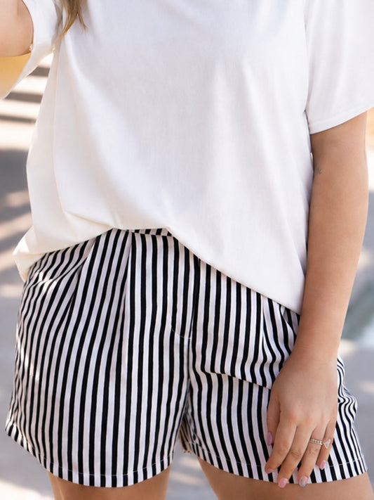 Grace & Emma Trouser Shorts, Black Stripes