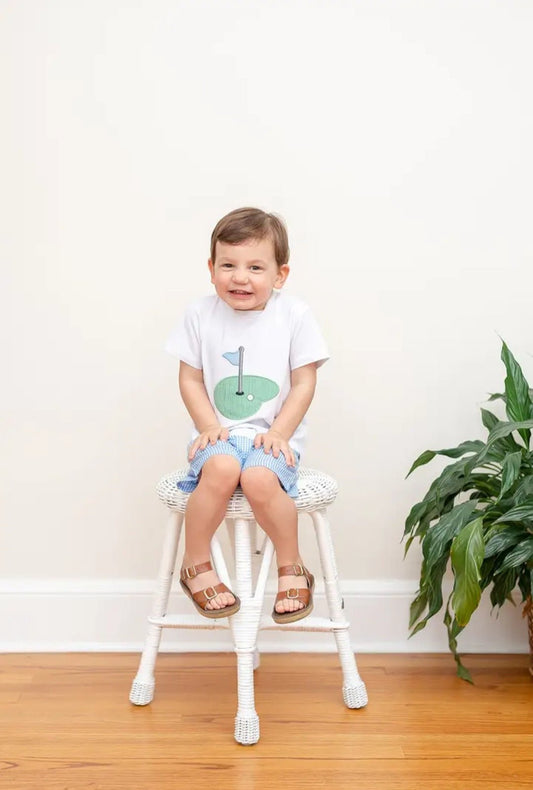 Blue Gingham Golf Hole Shirt and Short set