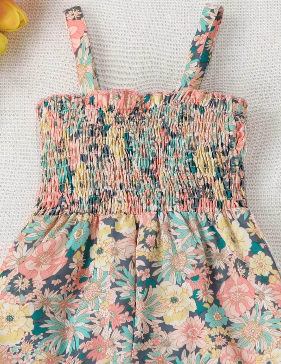 Girls Boho Glamour- Vibrant Flower Print Jumpsuit