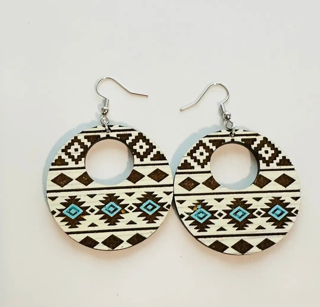 Western theme Aztec earrings