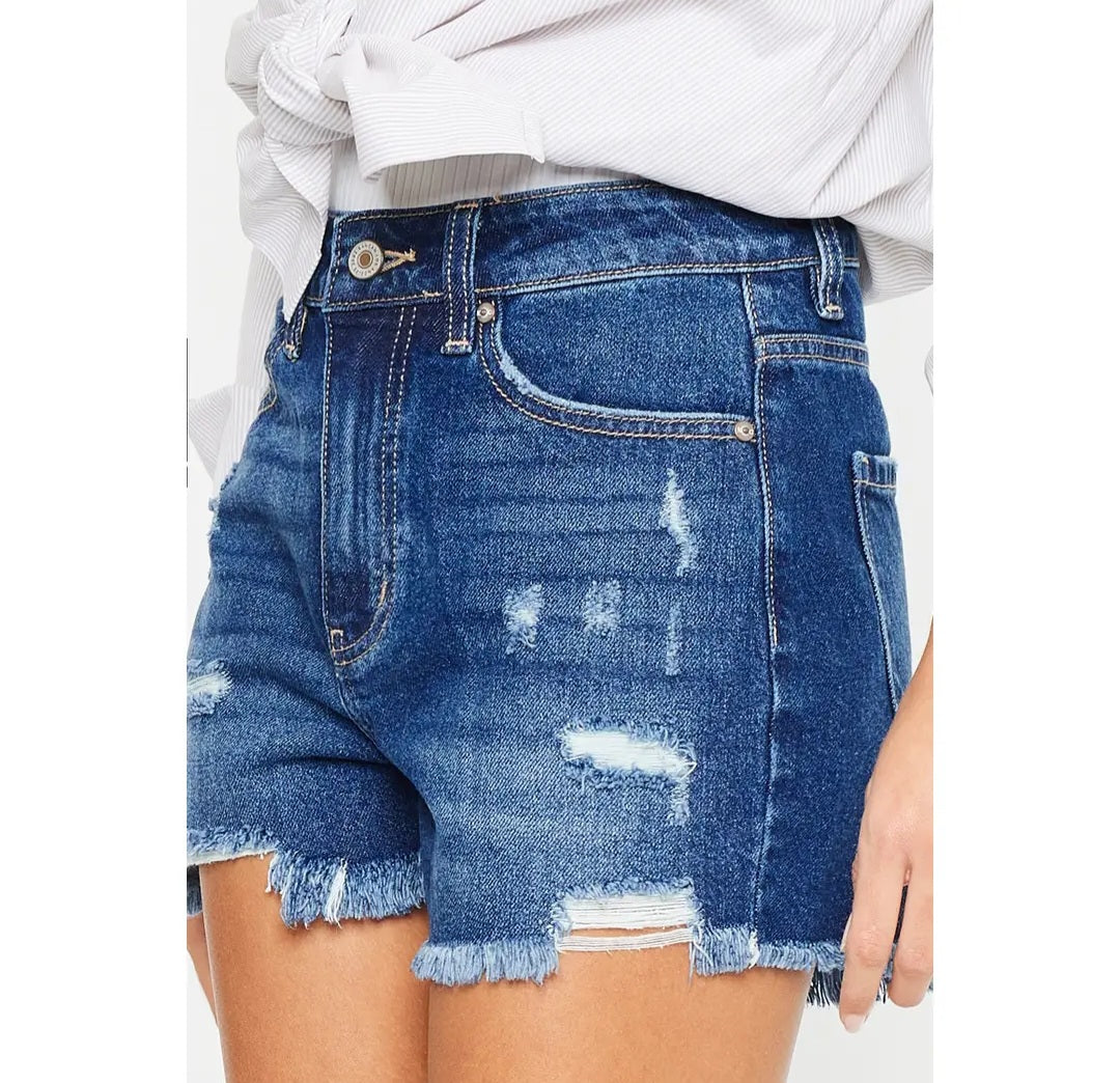 Kan Can High Rise Blue Jean Shorts ( Refer to Size chart- fit small)