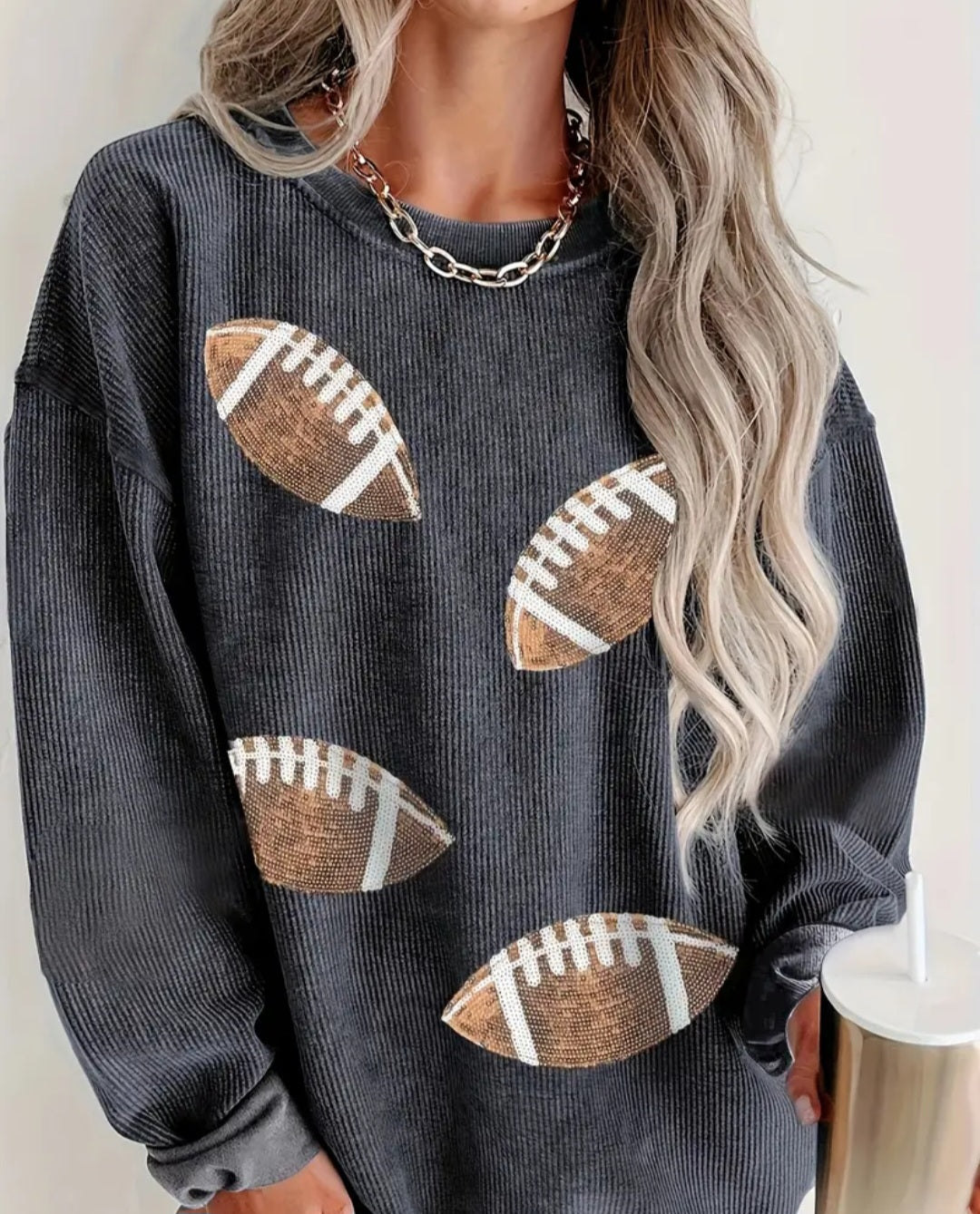 Women's Football Print Fleece Sweatshirt