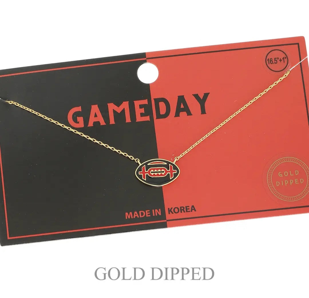 Game Day Football Gold Plated Necklace