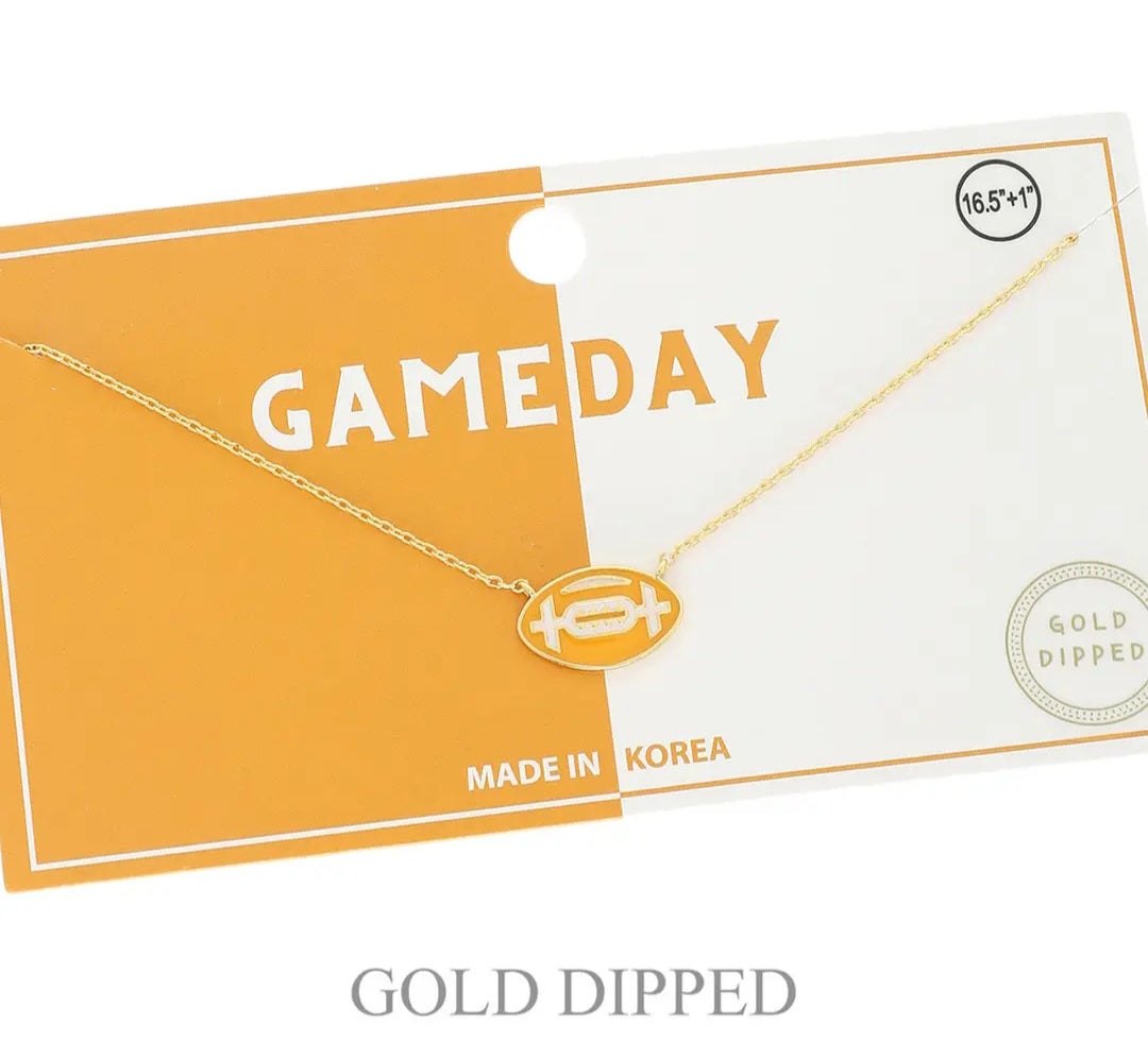 Game Day Football Gold Plated Necklace