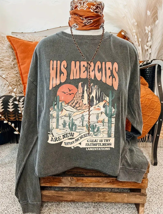 His Mercies Print Sweatshirt