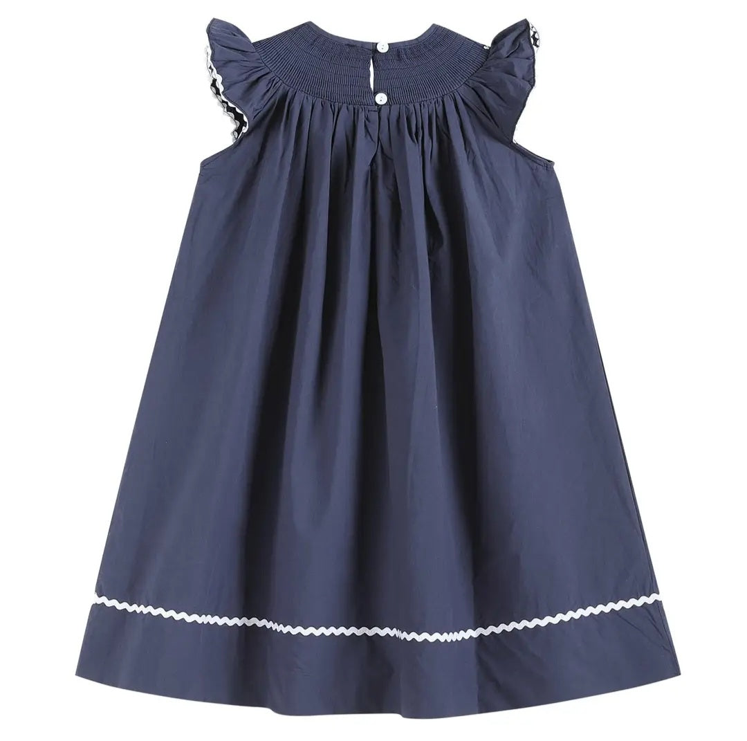 Lil Cactus Navy Blue Nativy Smocked Christmas Dress