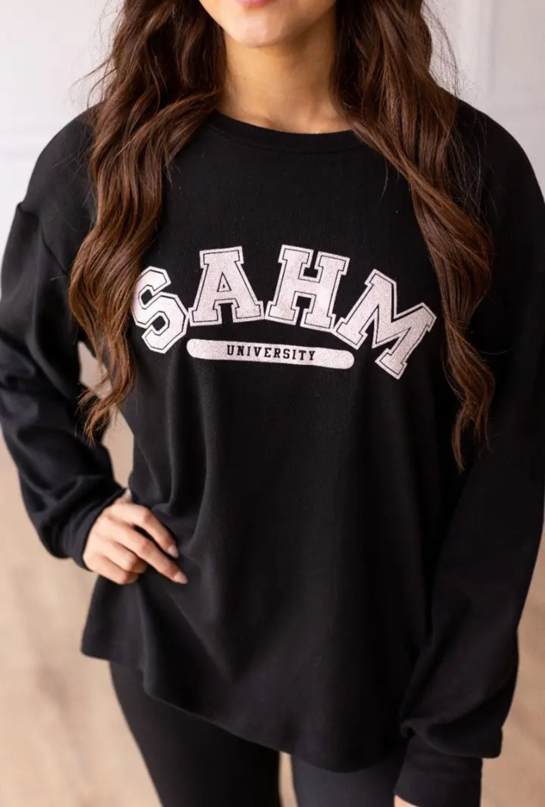 Stay At Home Mom University On Black Crewneck