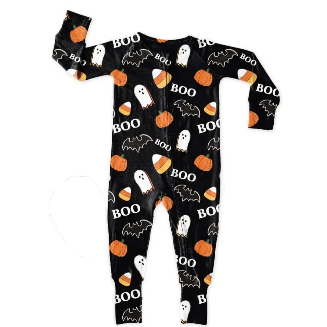 Miller & Co. Bamboo Zipper Sleeper- Boo Halloween