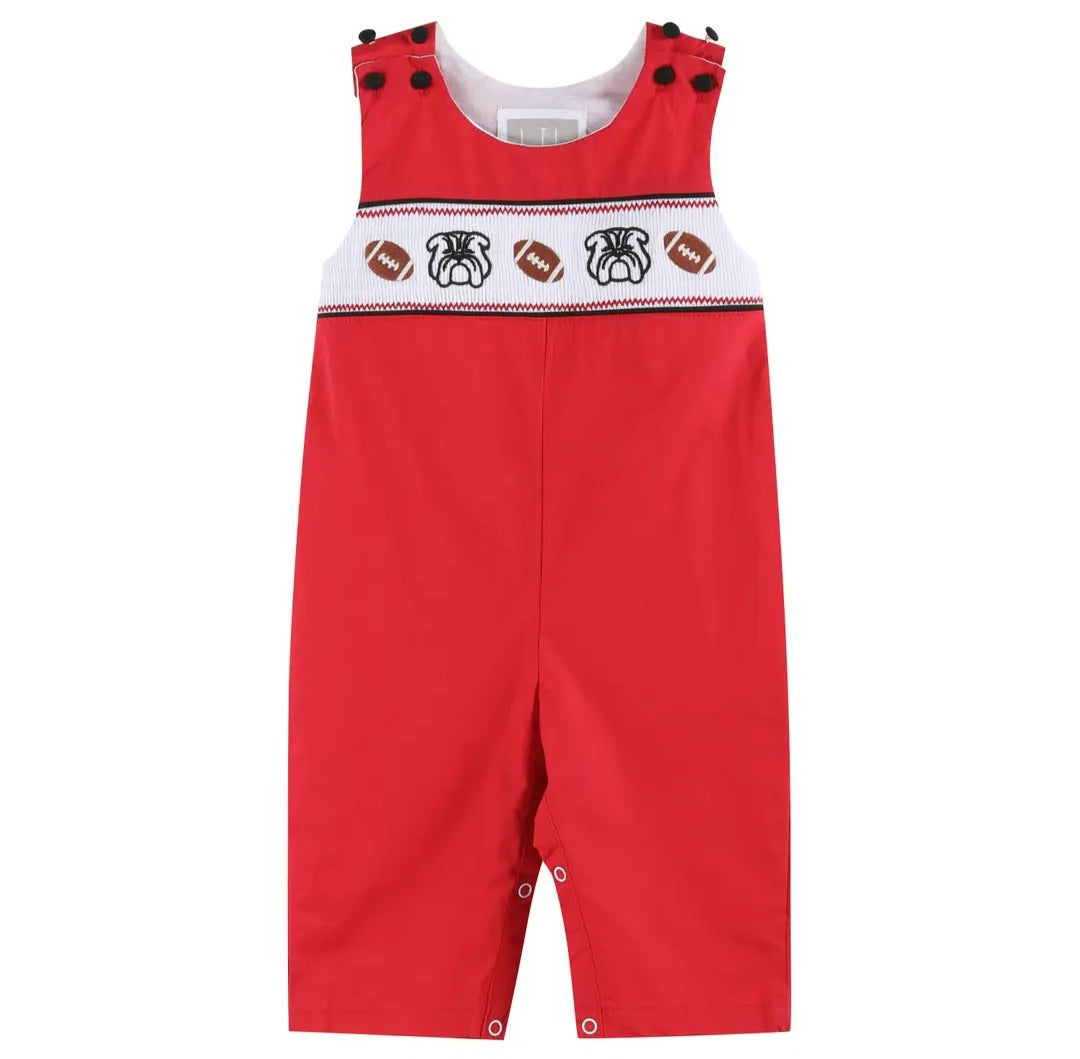 Georgia Bulldog Smocked Overalls