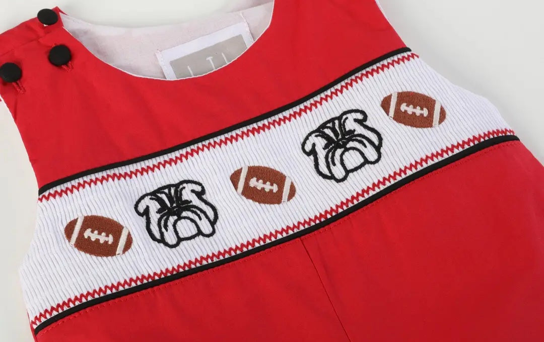 Georgia Bulldog Smocked Overalls