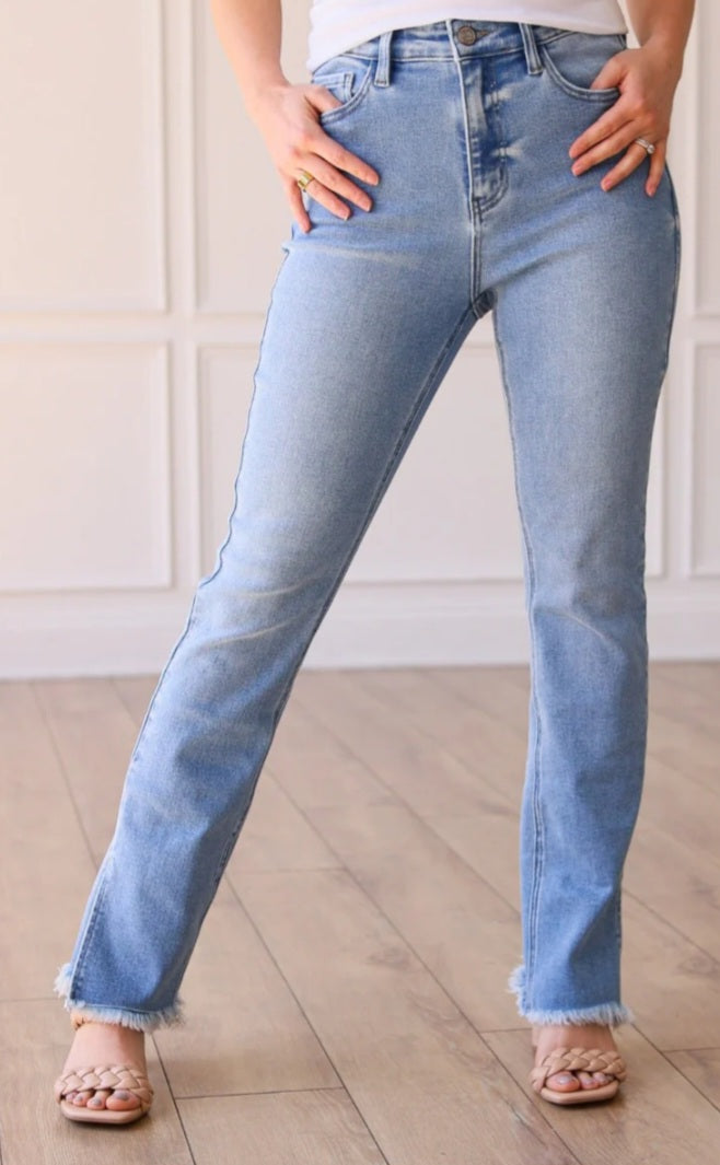 The Jane Medium Wash Side Split-Hem Jeans