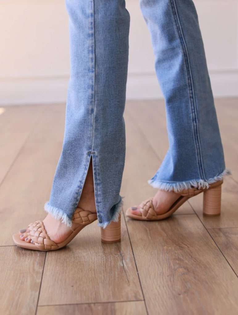 The Jane Medium Wash Side Split-Hem Jeans