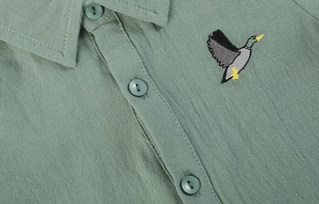 Lil Cactus Sage Green Mallard Boys Dress Shirt