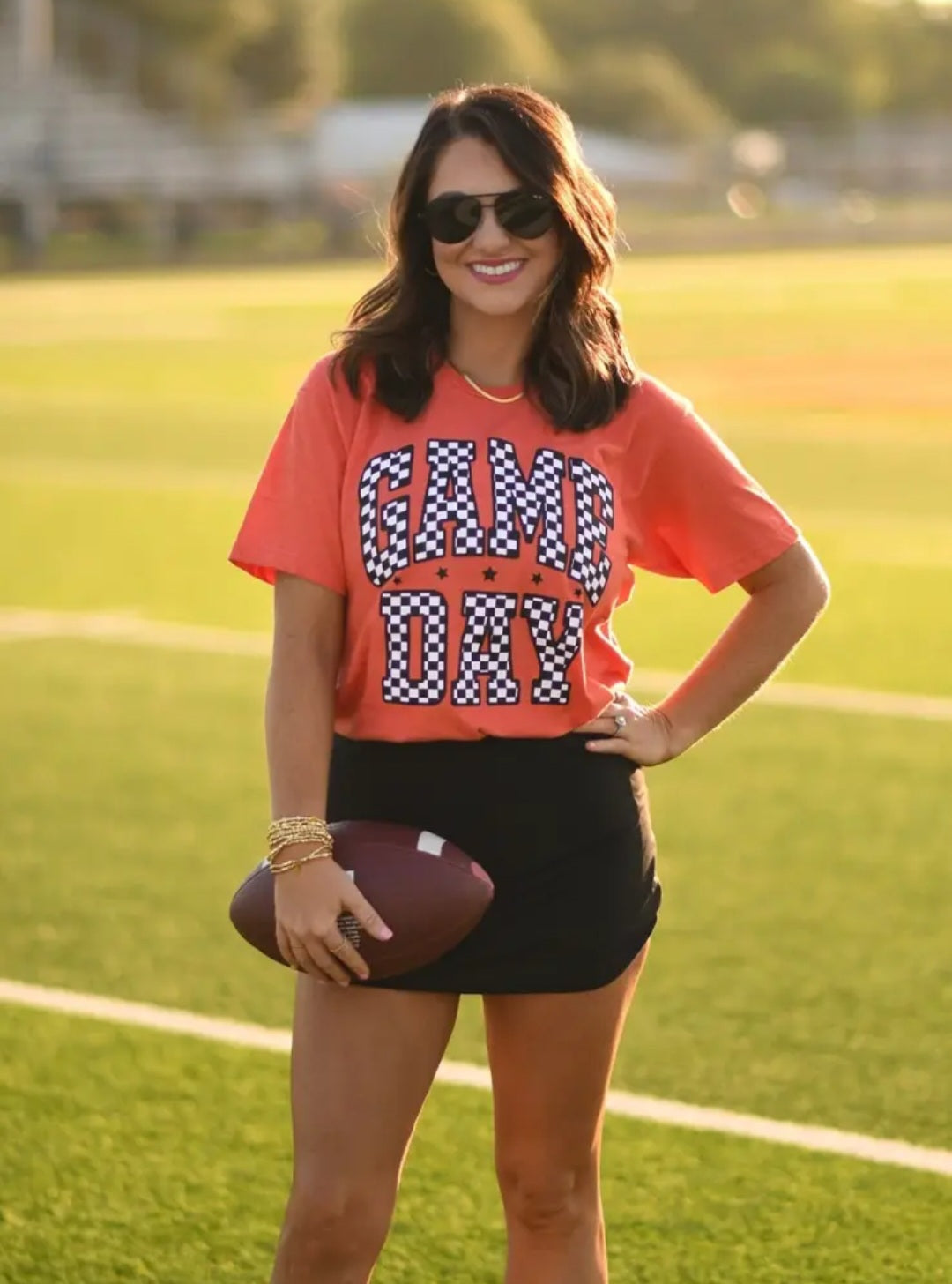 Orange Checkered Game Day Tee