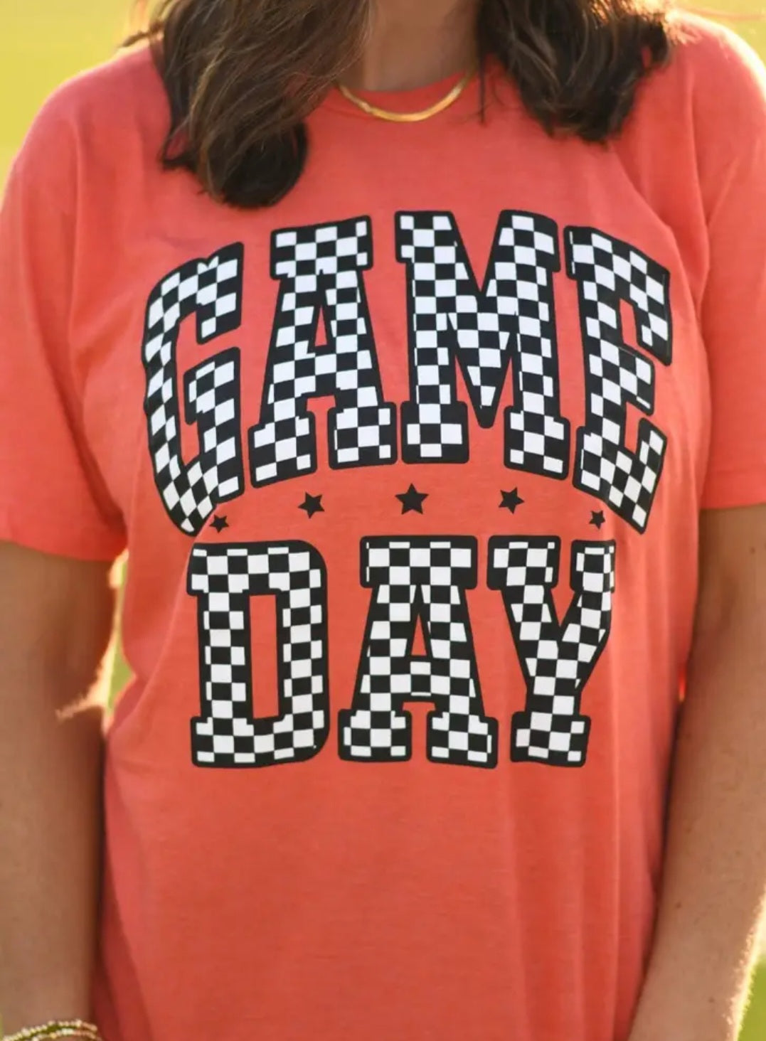 Orange Checkered Game Day Tee