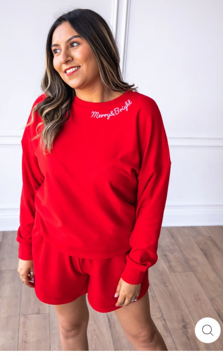 Red Merry & Bright Short Lounge Set