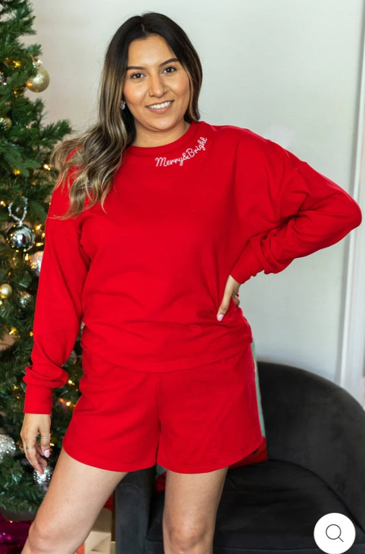 Red Merry & Bright Short Lounge Set