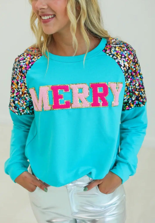 Merry Turquoise Sweatshirt