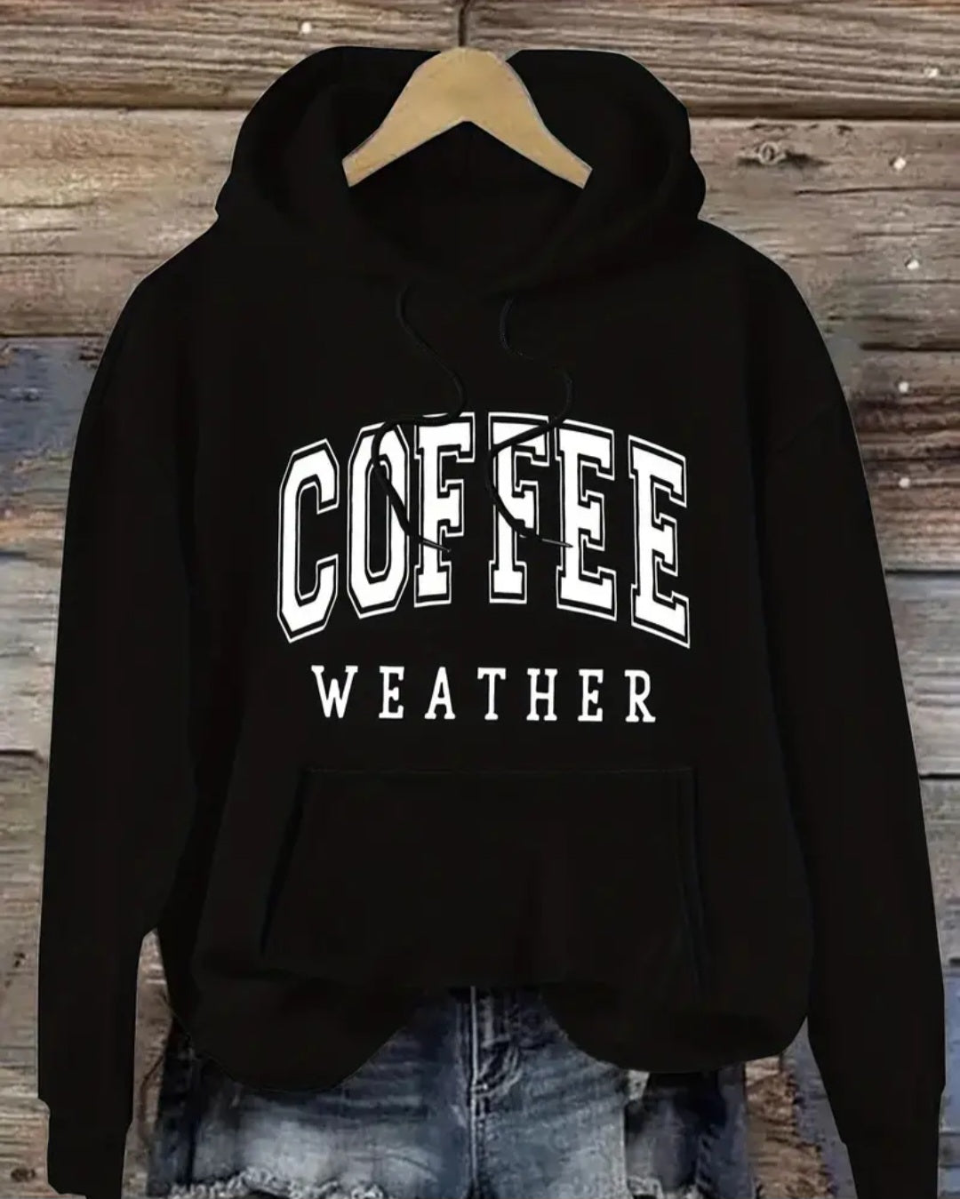 Cozy Coffee Weather Letter Print Hoodie