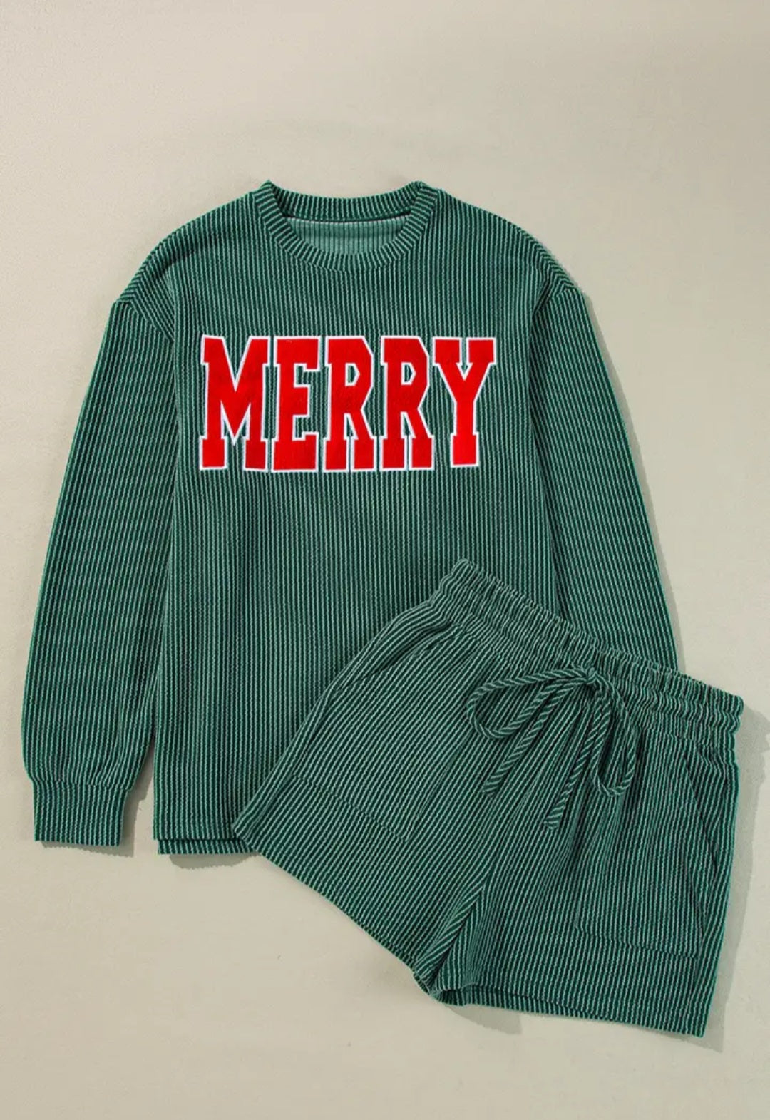 Merry Graphic Long Sleeve Top and Shorts Set