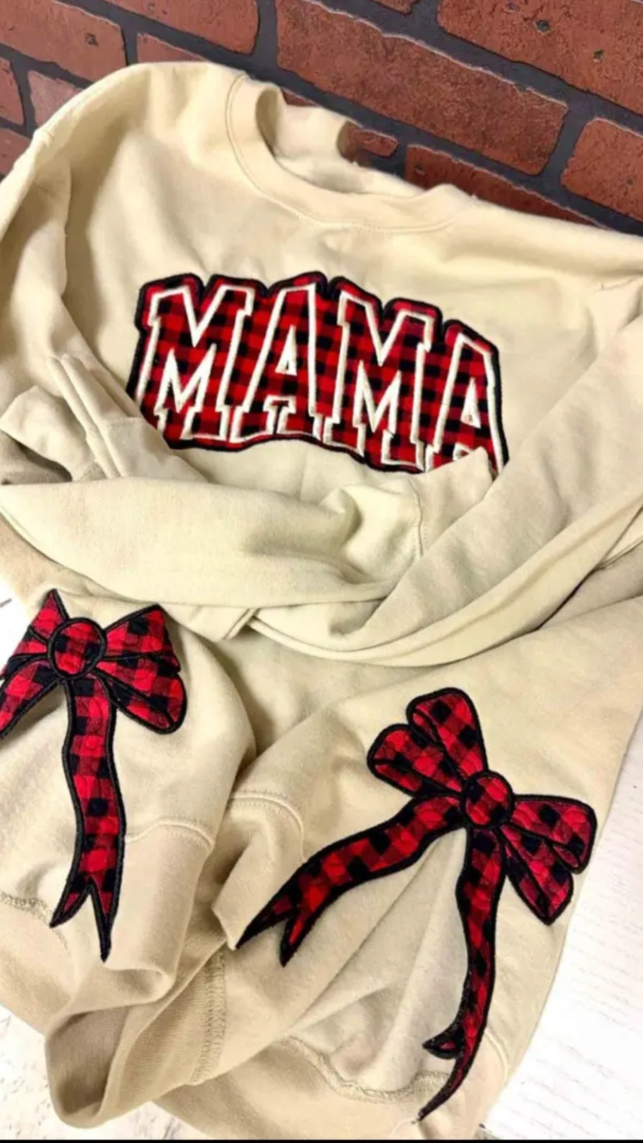 Cute Christmas Mama Bow, Embroidered Side Bow Sweatshirt