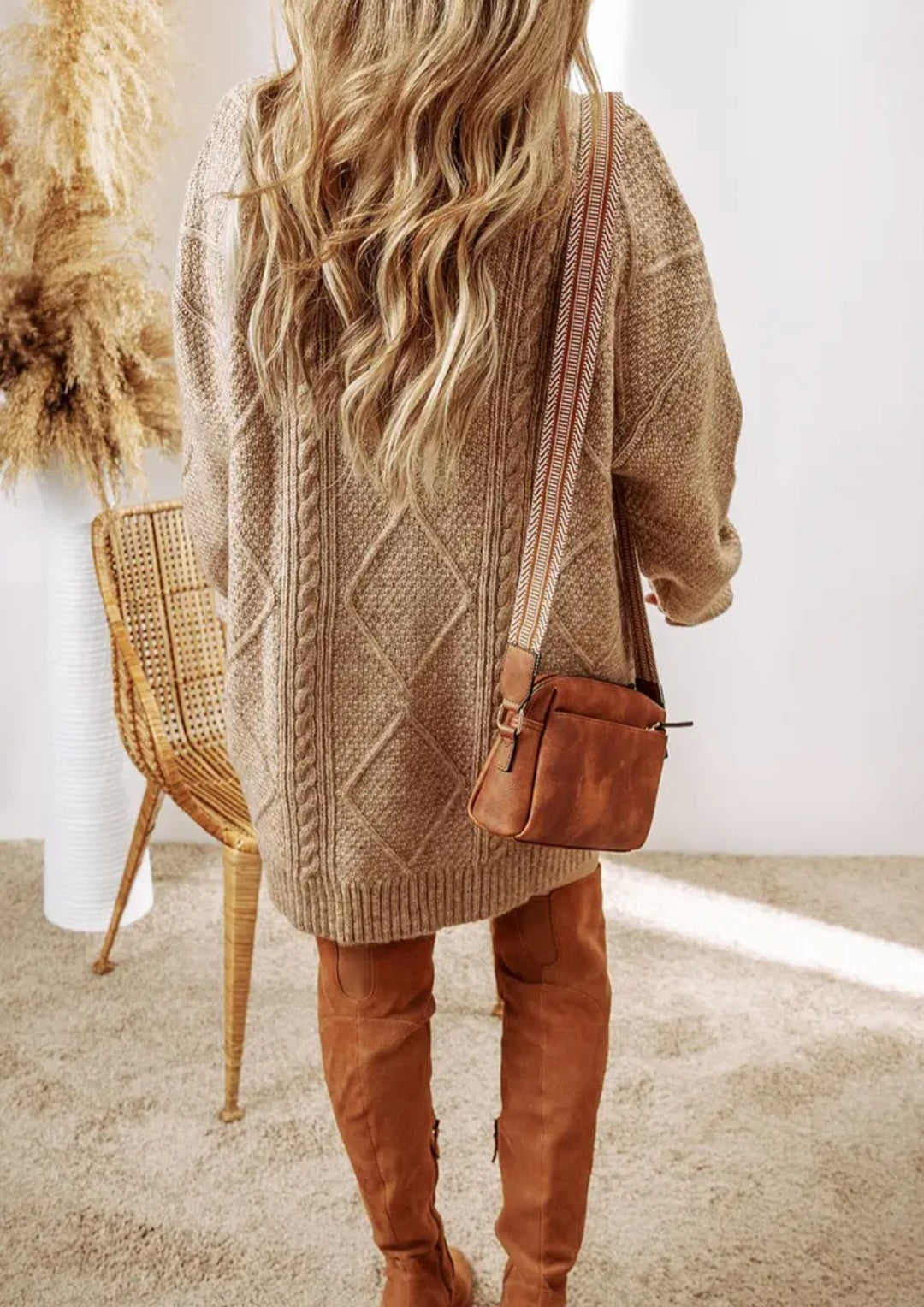 Cable Knit Loose Fit Sweater Dress