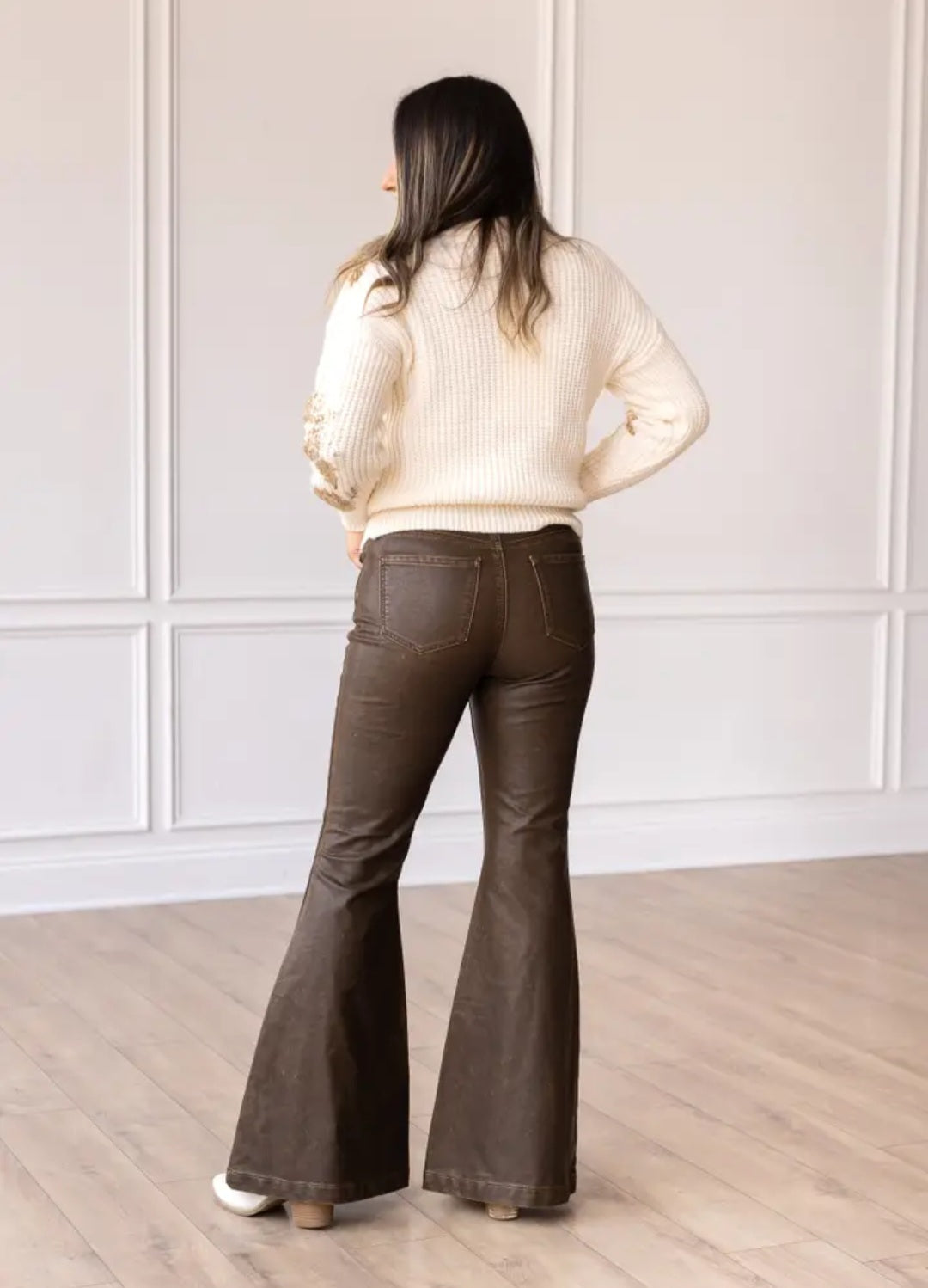 Grace and Emma The Brandy Rustic Leather Bellbottoms